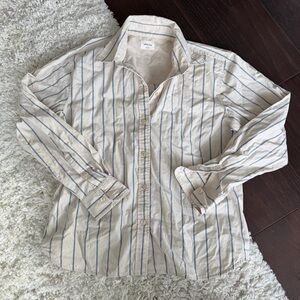 Wilfred Striped Button Down Shirt - Cream & Blue